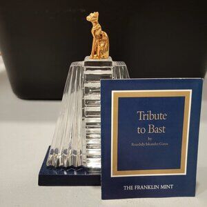 Tribute to Bast Sculpture by Roushdy Iskander Gara-Austrian Crystal and 24 kt G!